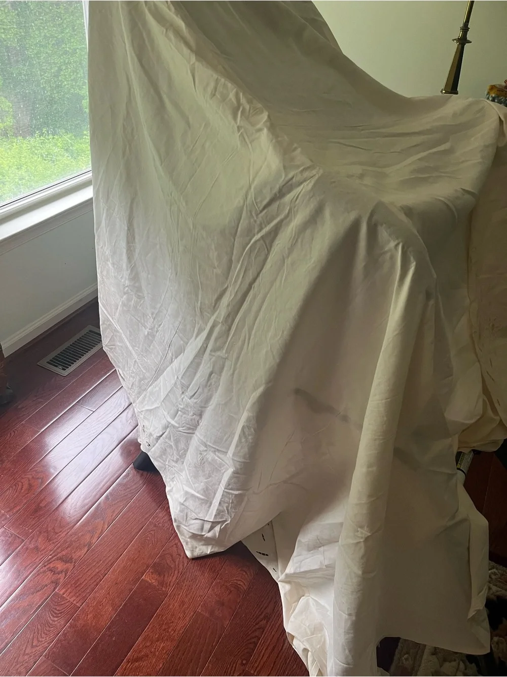 Embroidered Cream Bedskirt/ Firm Price